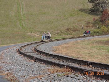Rail bikes at Helmsetters curve  resize..JPG